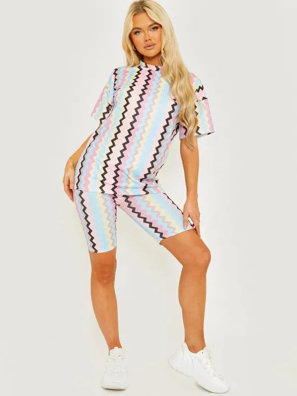 Amara Zig Zag Oversized Top & Shorts Co-ord In Multi sold by Vivichi