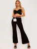 Shanya Cross Wrap Halter Crop Top with Chain Detail In Black sold by Vivichi