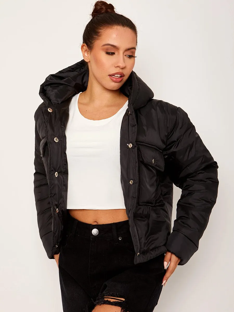 Zarra Hooded Padded Puffer Jacket In Black sold by Vivichi product image thumbnail 2