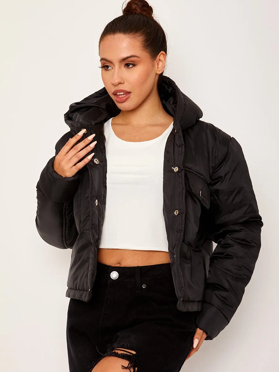 Zarra Hooded Padded Puffer Jacket In Black sold by Vivichi product image thumbnail 3