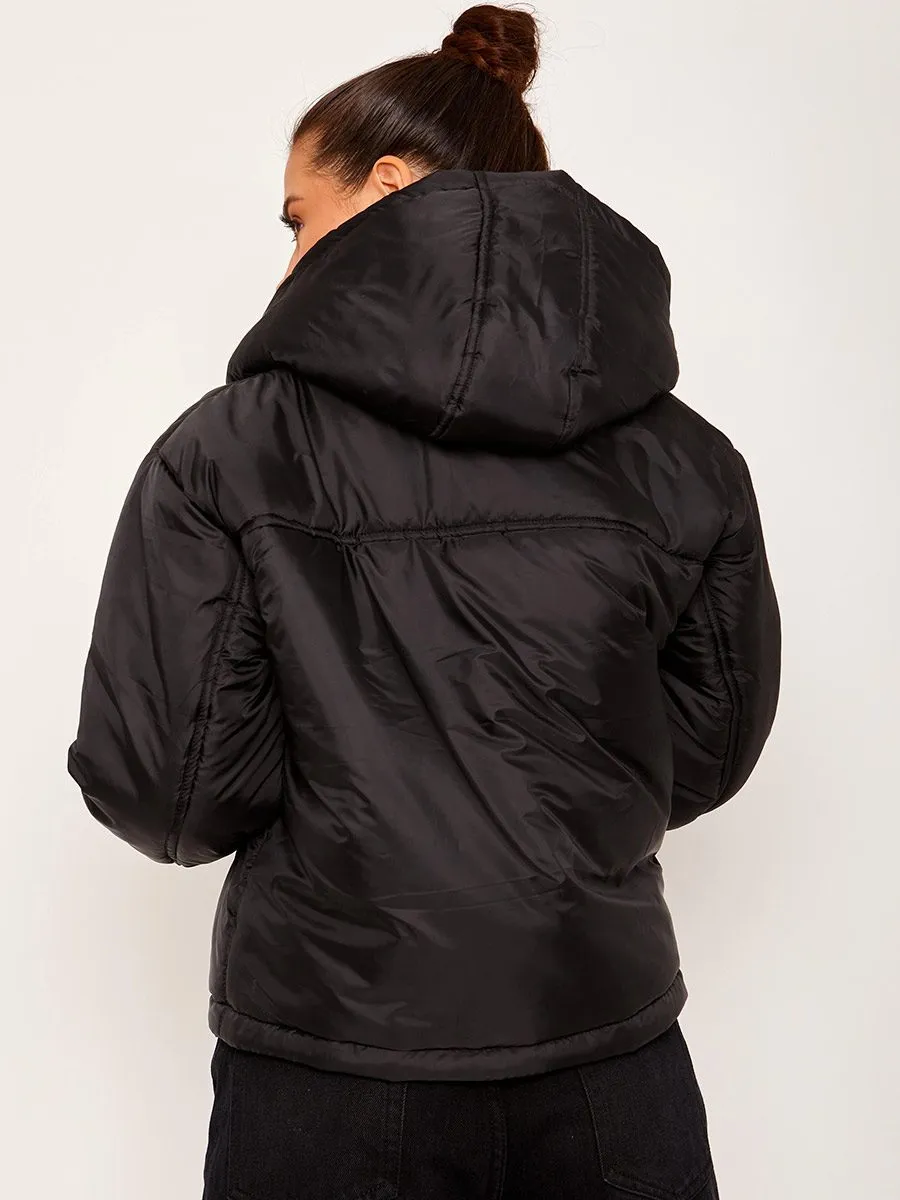 Zarra Hooded Padded Puffer Jacket In Black sold by Vivichi product image thumbnail 4