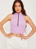 Arienne Sleeveless Zip Detail Ribbed Crop Top In Lilac sold by Vivichi