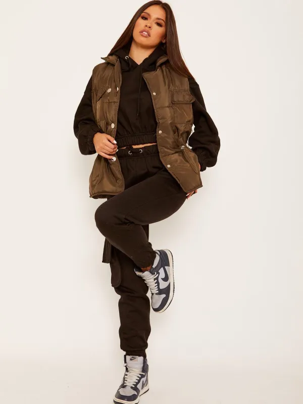 Steff Padded Waistcoat Gilet In Khaki sold by Vivichi