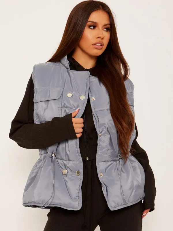 Steff Padded Waistcoat Gilet In Grey sold by Vivichi