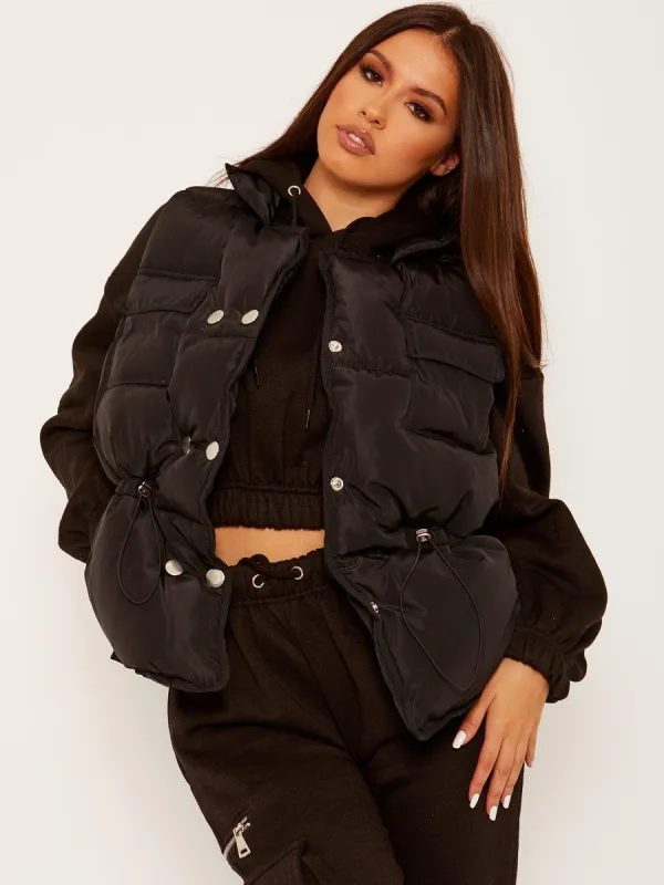 Steff Padded Waistcoat Gilet In Black sold by Vivichi