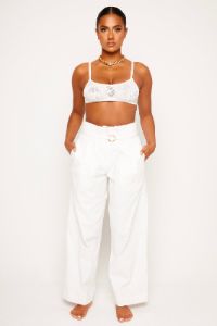 White High Waisted Flare Cargo sold by Honeyz