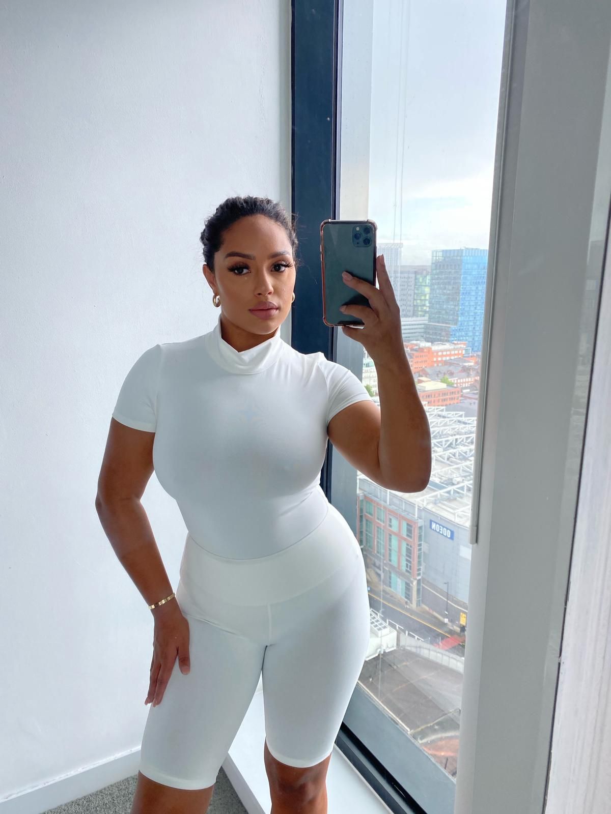 White Capped Sleeve Thong Bodysuit sold by Honeyz product image thumbnail 2