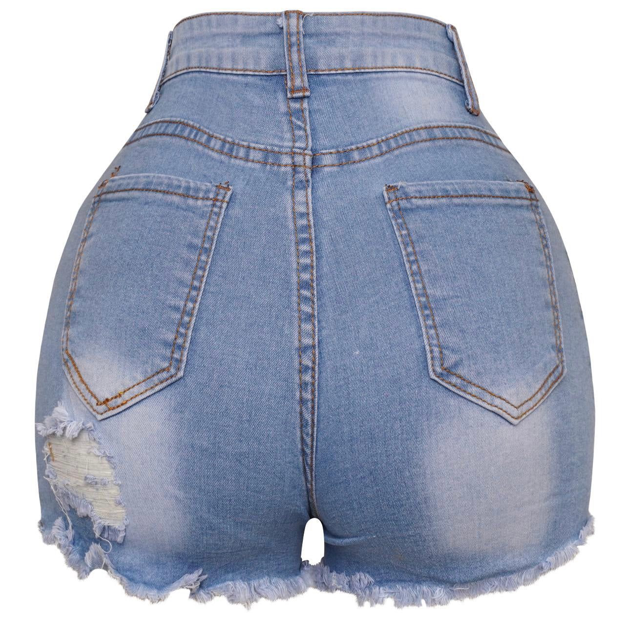 Light Blue Ripped Denim Shorts sold by Honeyz product image thumbnail 2