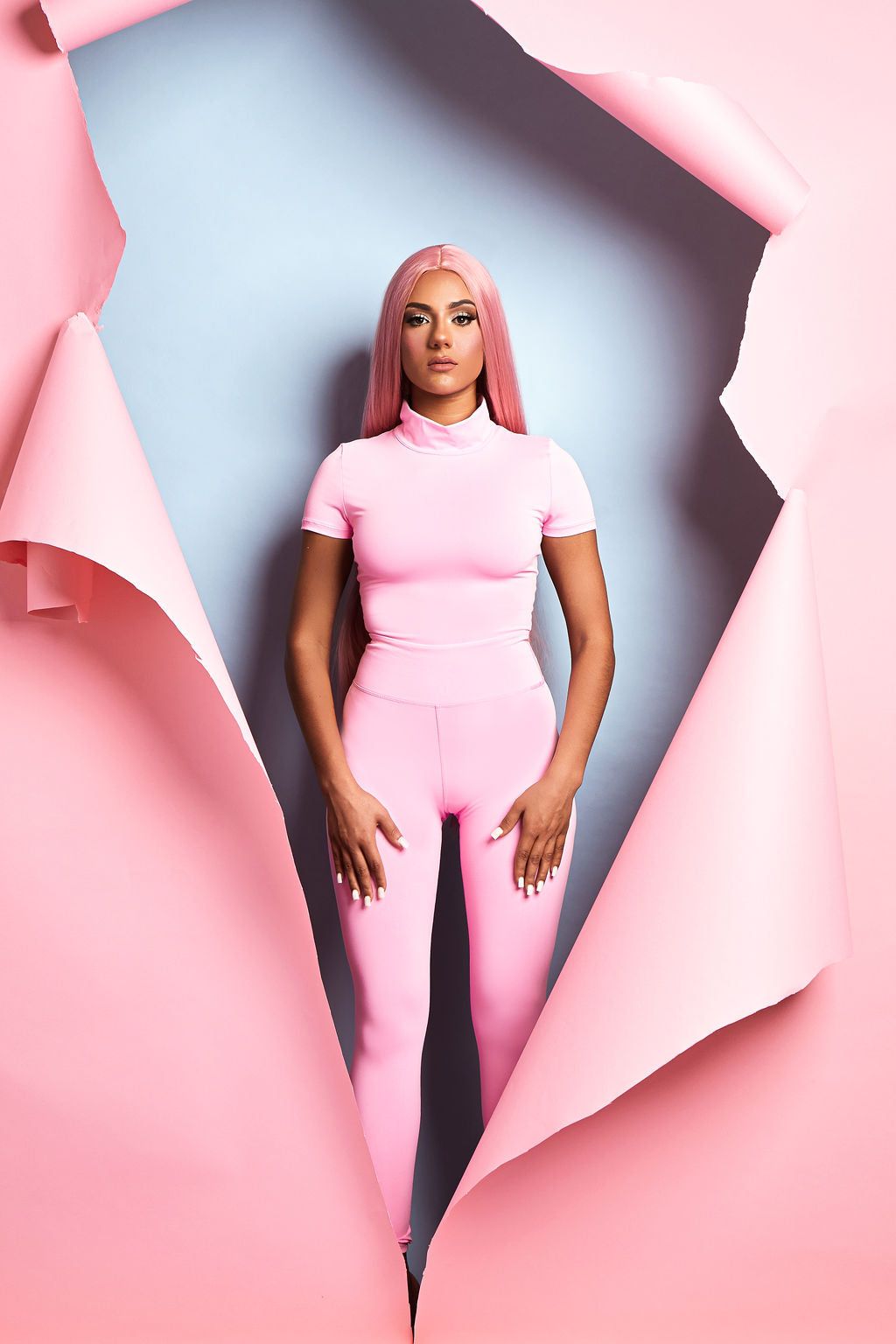 Pink High Waisted Leggings sold by Honeyz product image thumbnail 3