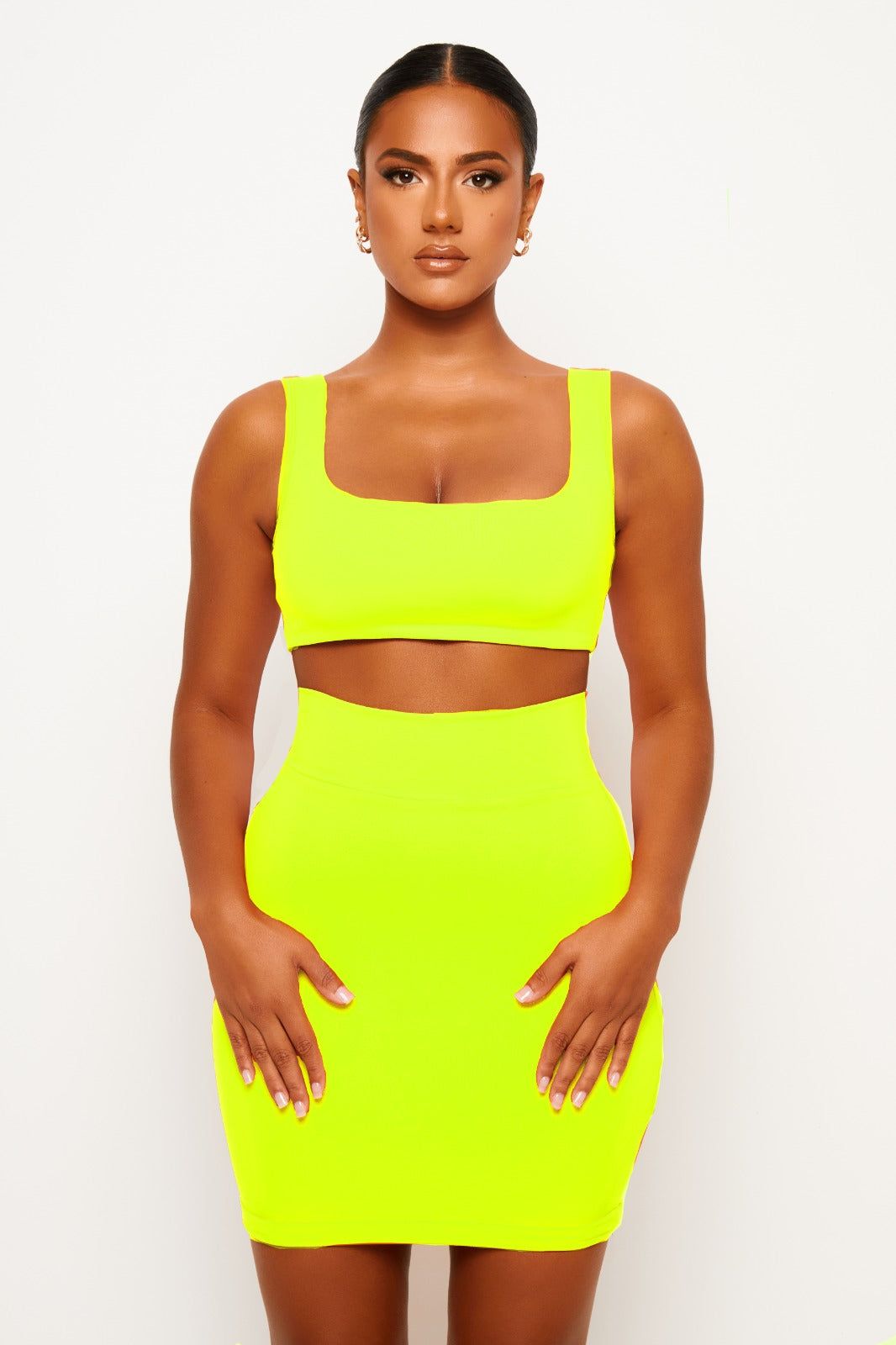 Neon Yellow Soft Bandage Two Piece Mini sold by Honeyz