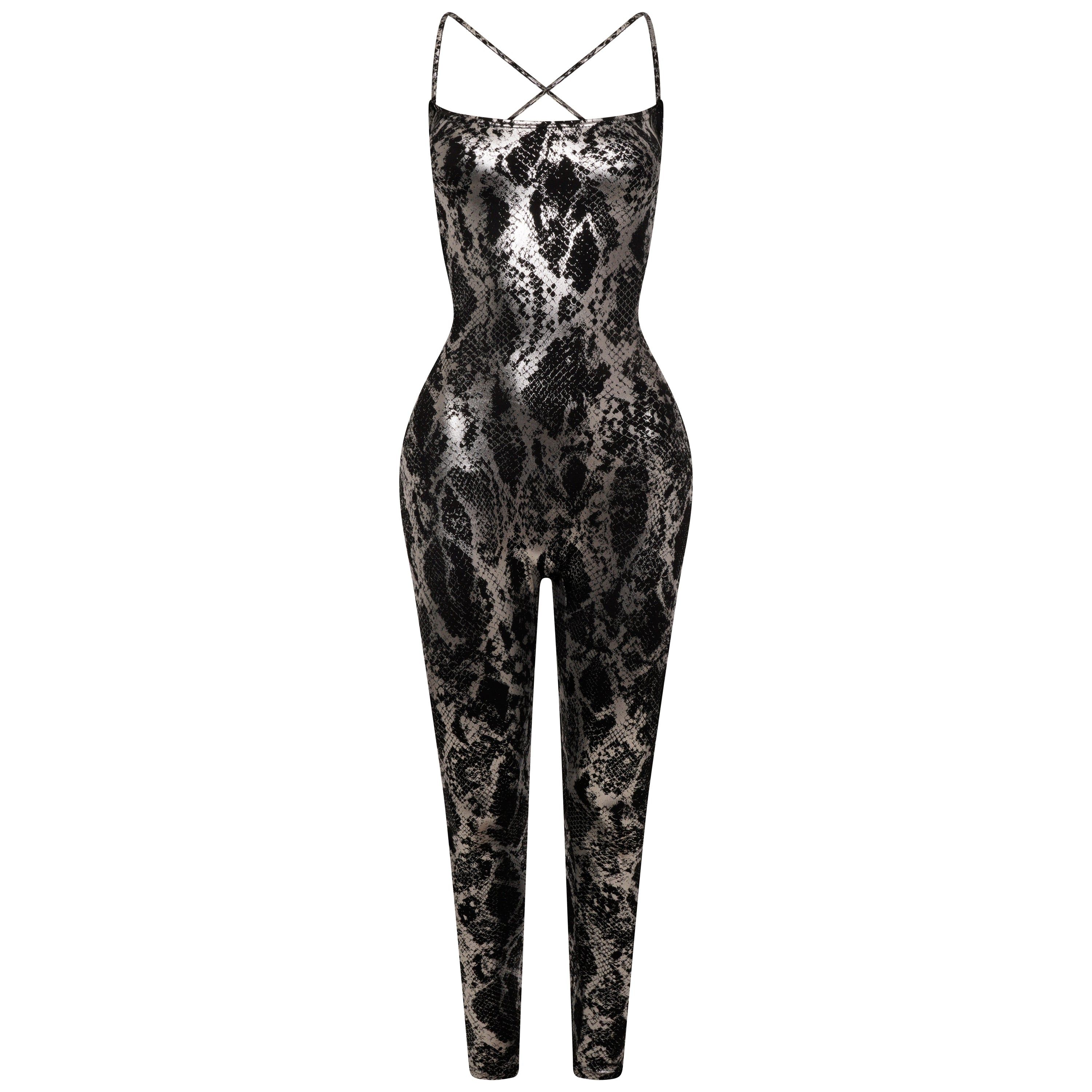 Black & Silver Glitter Backless Jumpsuit sold by Honeyz product image thumbnail 2