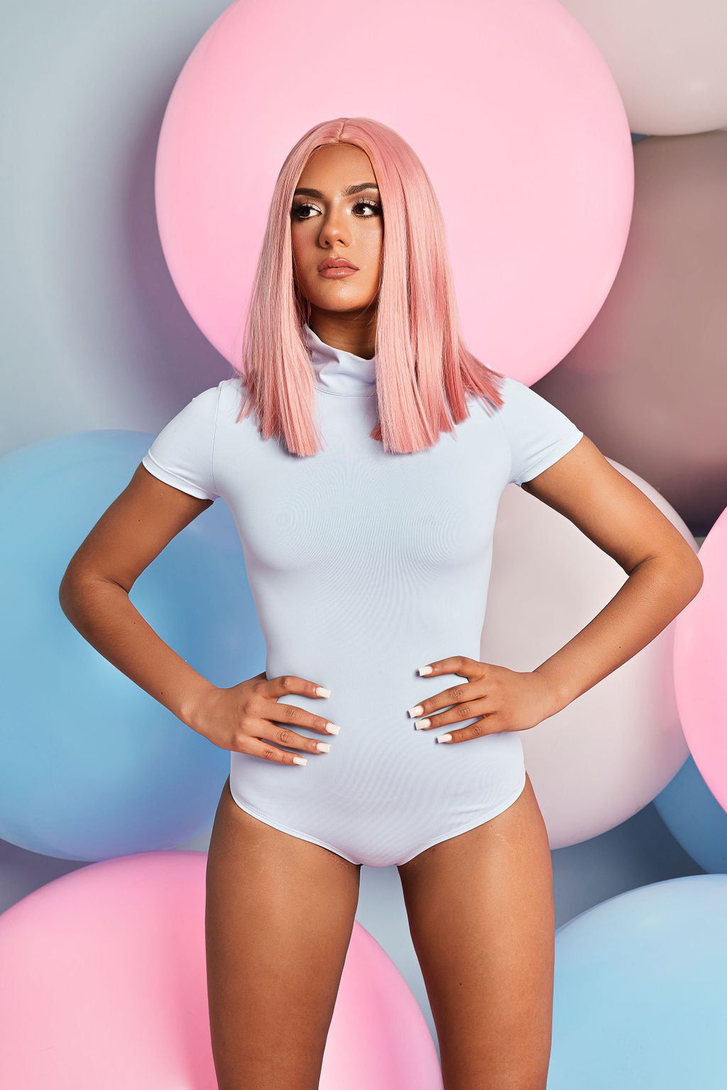 Blue Capped Sleeve Thong Bodysuit sold by Honeyz product image thumbnail 4