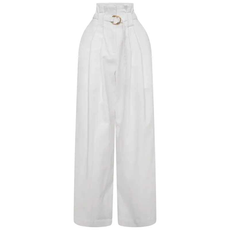 White High Waisted Flare Cargo sold by Honeyz