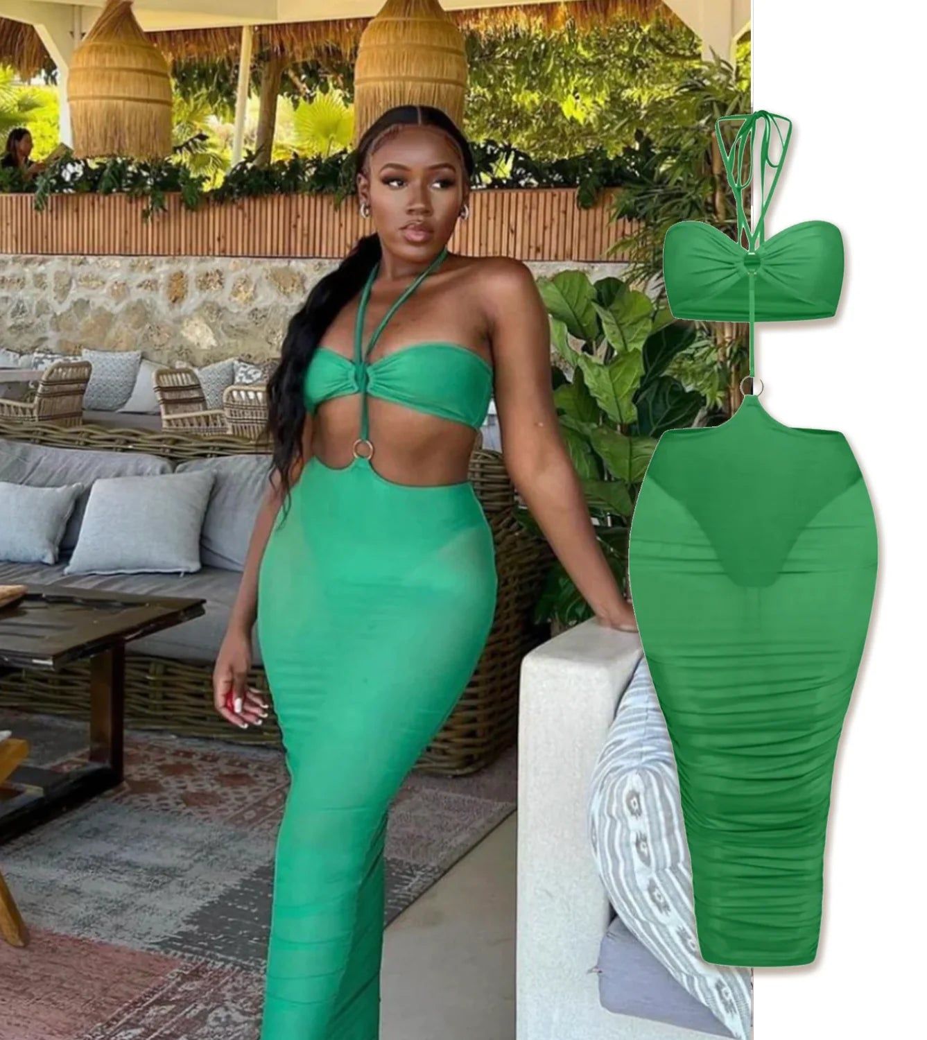 Escape Green Mesh Ring Dress sold by Honeyz