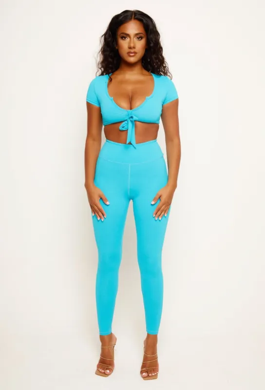 Turquoise High Waisted Leggings sold by Honeyz