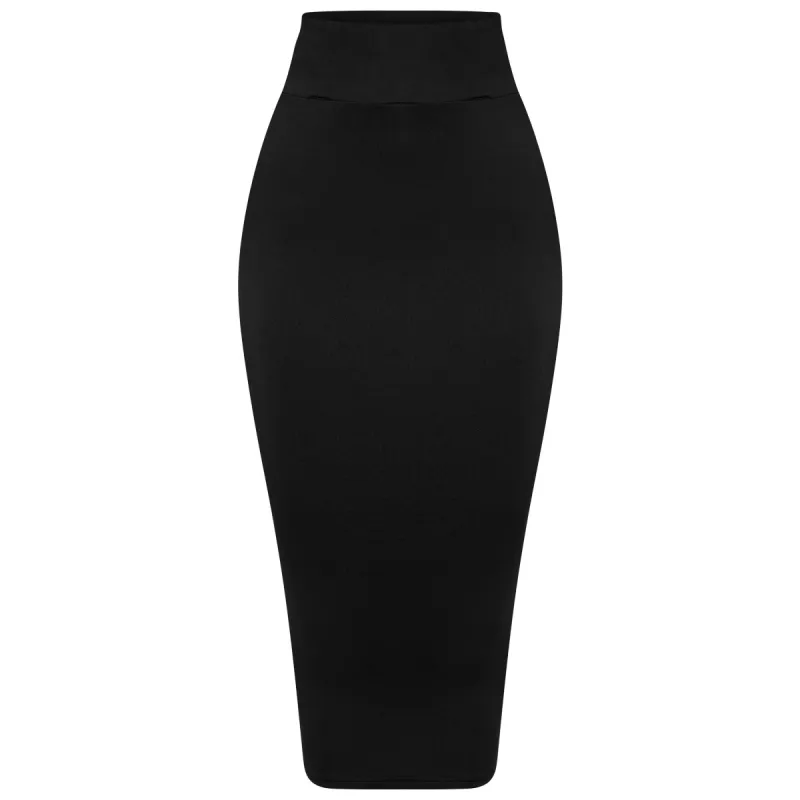 Black Contoured Midi Maxi Skirt sold by Honeyz
