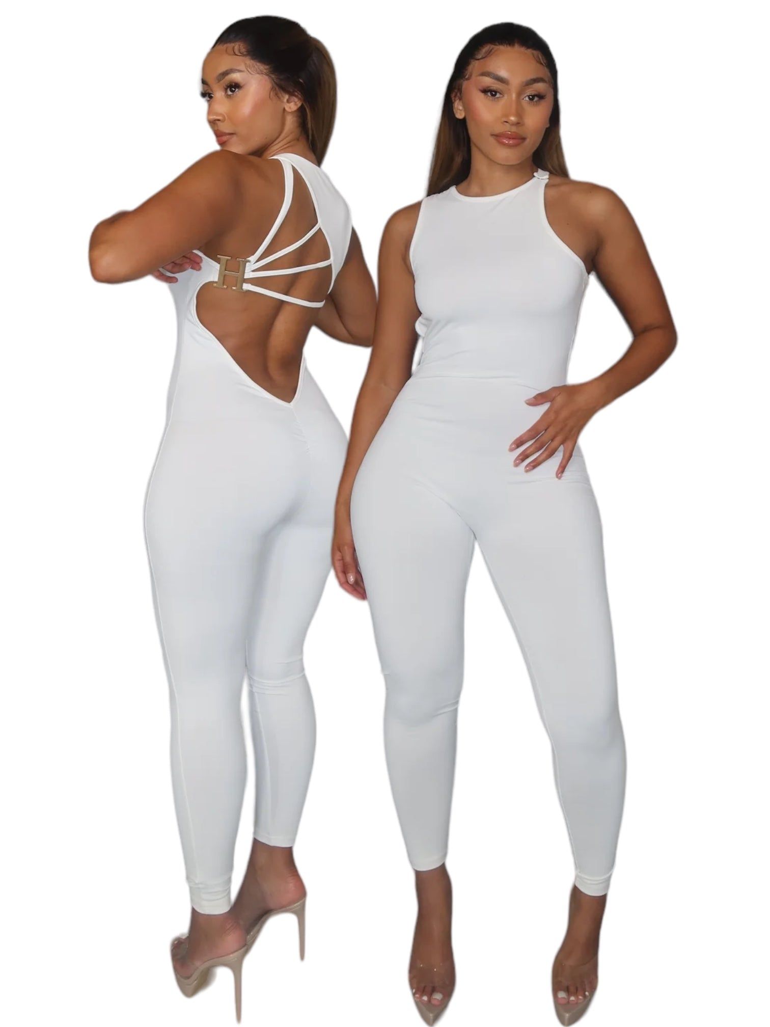 White H Jumpsuit sold by Honeyz