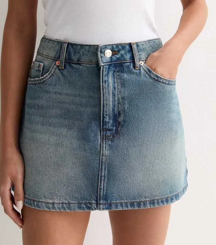 Blue Denim Mini Skirt sold by Honeyz