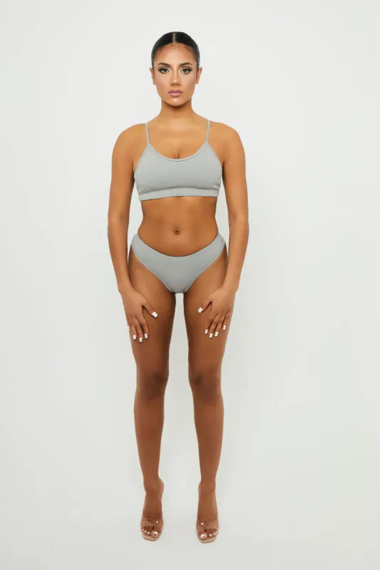 Grey Bra & Thong Set sold by Honeyz