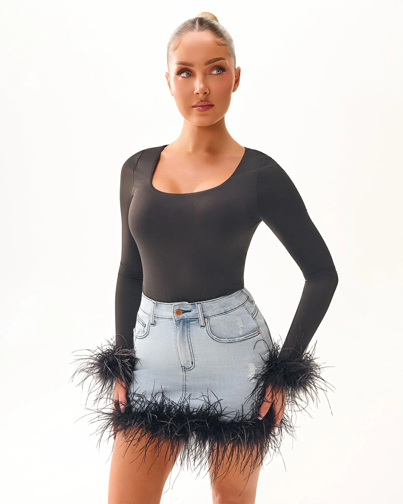 Black Double Up Fur Body sold by Honeyz product image thumbnail 2
