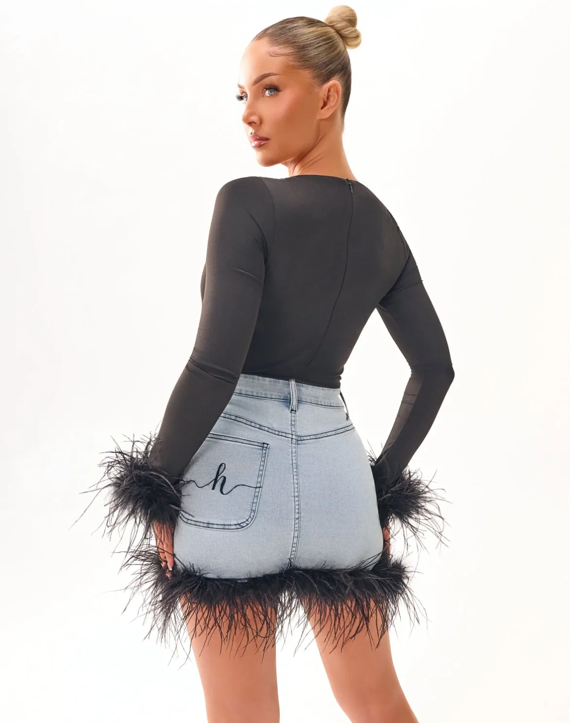 Black Double Up Fur Body sold by Honeyz