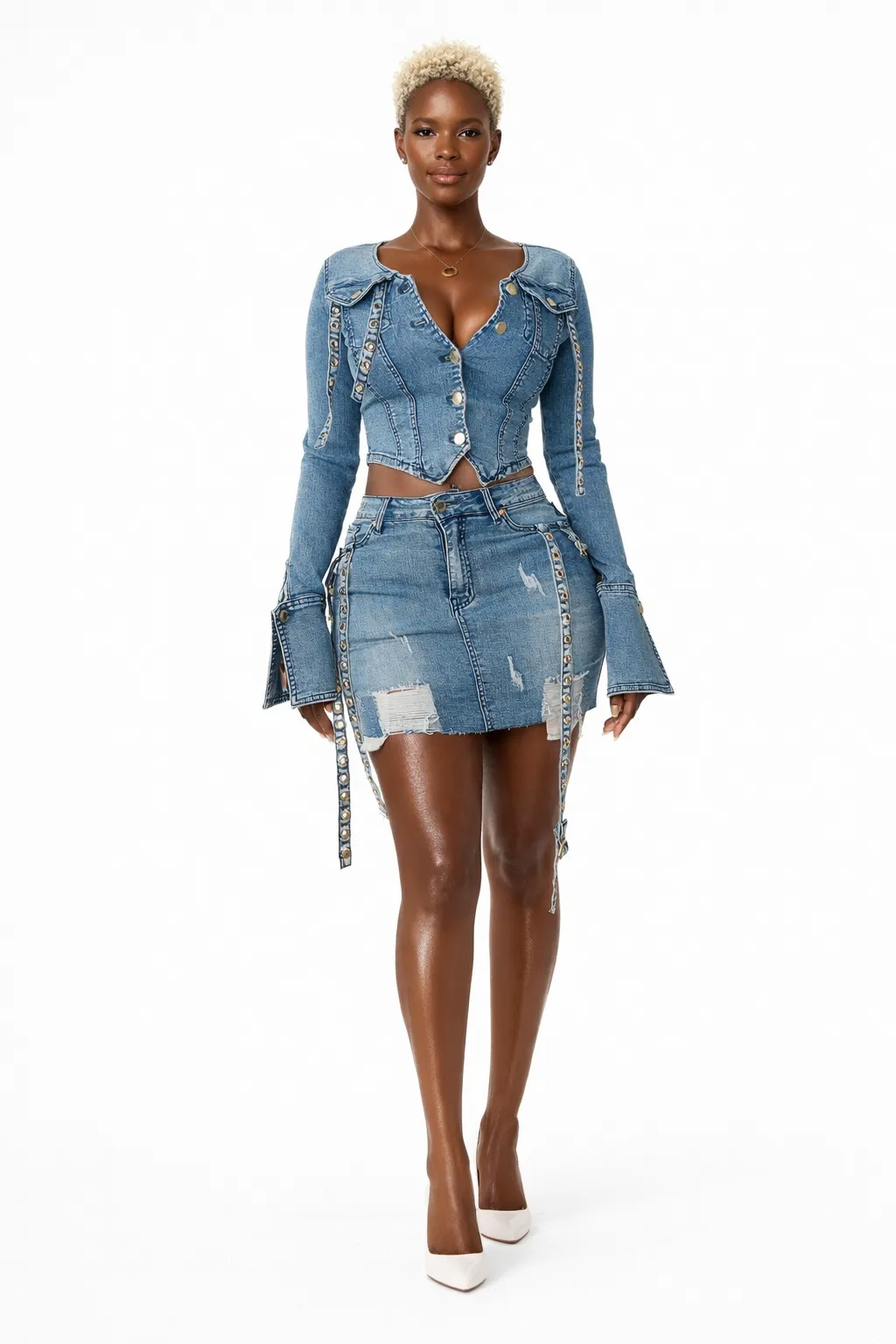 Girl Next Door Denim Mini Skirt sold by Honeyz product image thumbnail 4