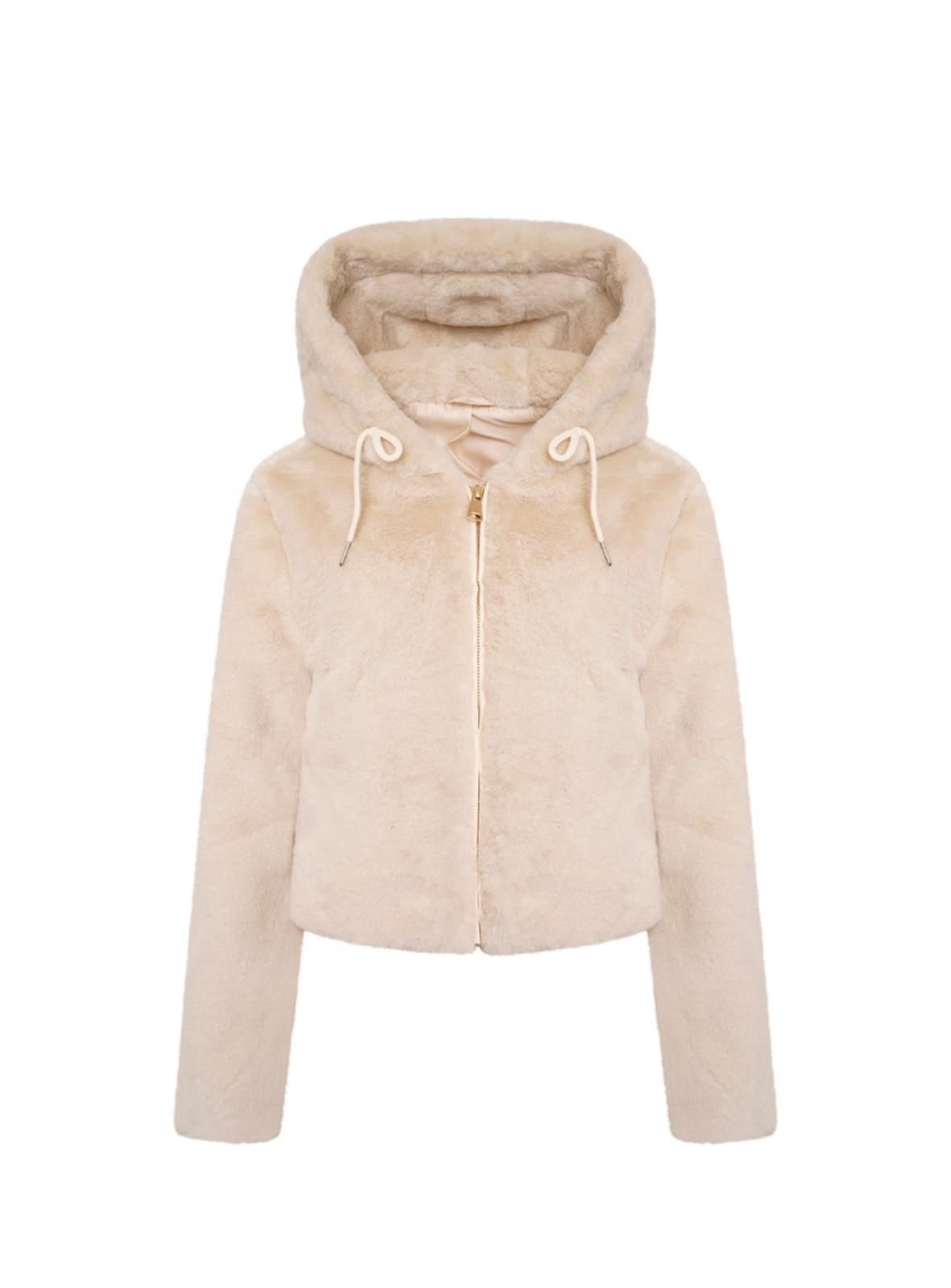 Beige Evening Faux Fur Jacket sold by Honeyz
