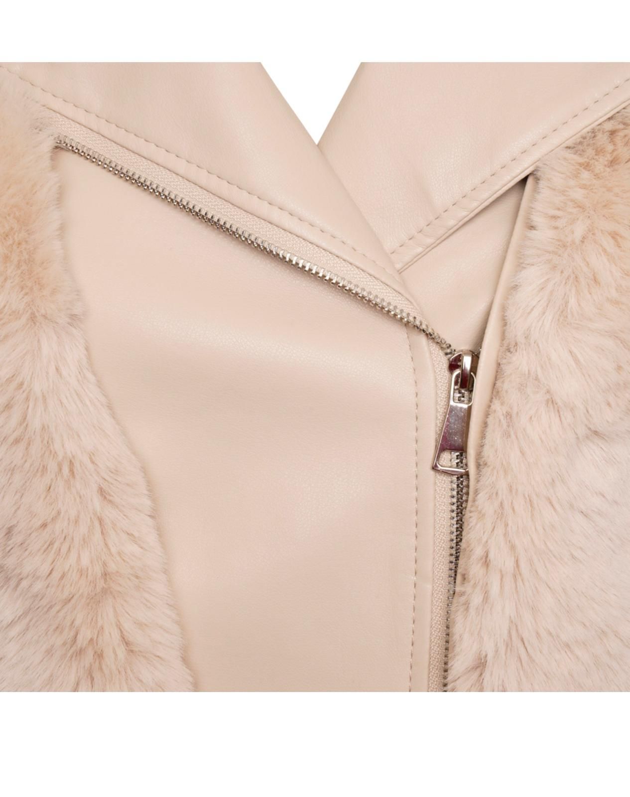 Beige Double Jacket Faux Fur & Leather sold by Honeyz product image thumbnail 3
