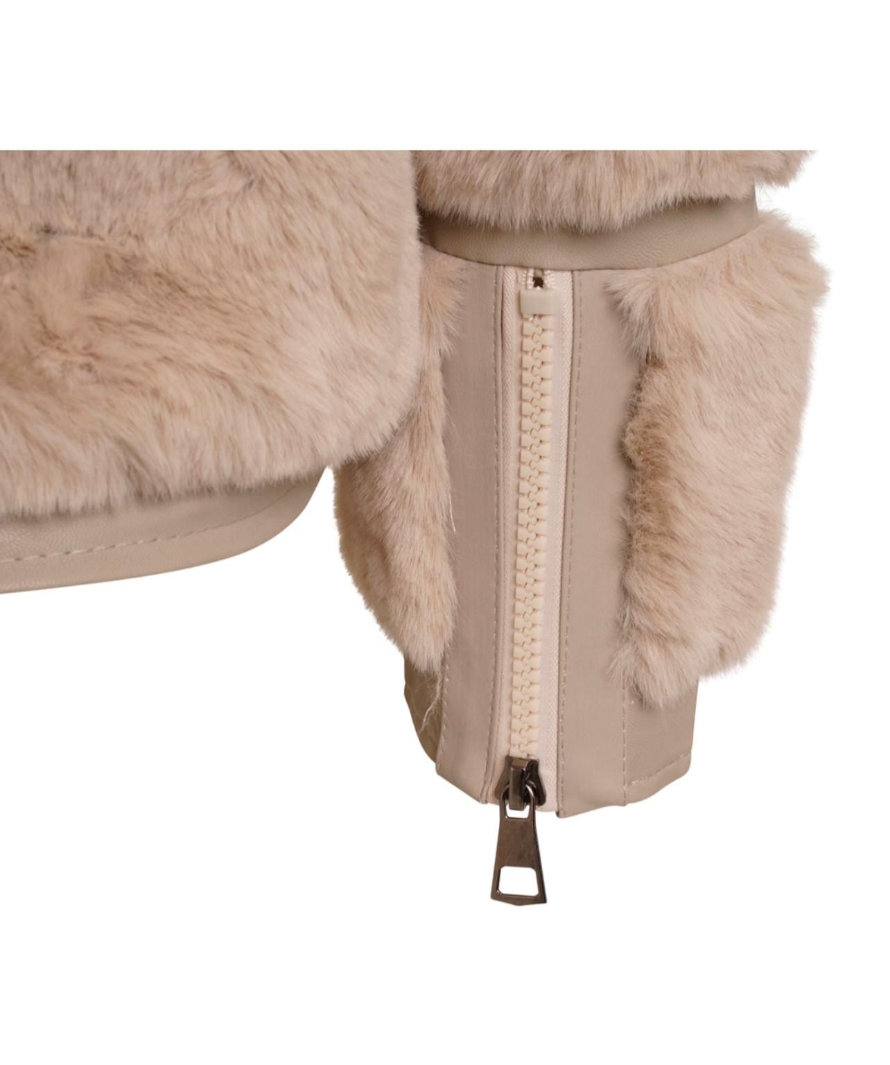 Beige Double Jacket Faux Fur & Leather sold by Honeyz product image thumbnail 4