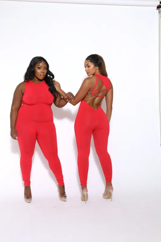 Red H Jumpsuit sold by Honeyz