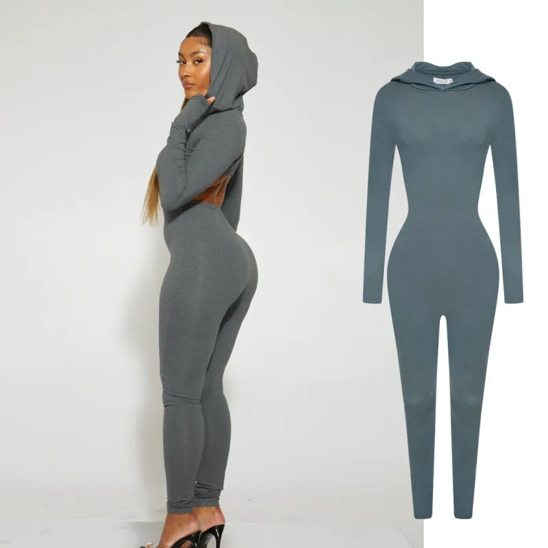 Green Cut Out Hoodie Jumpsuit sold by Honeyz