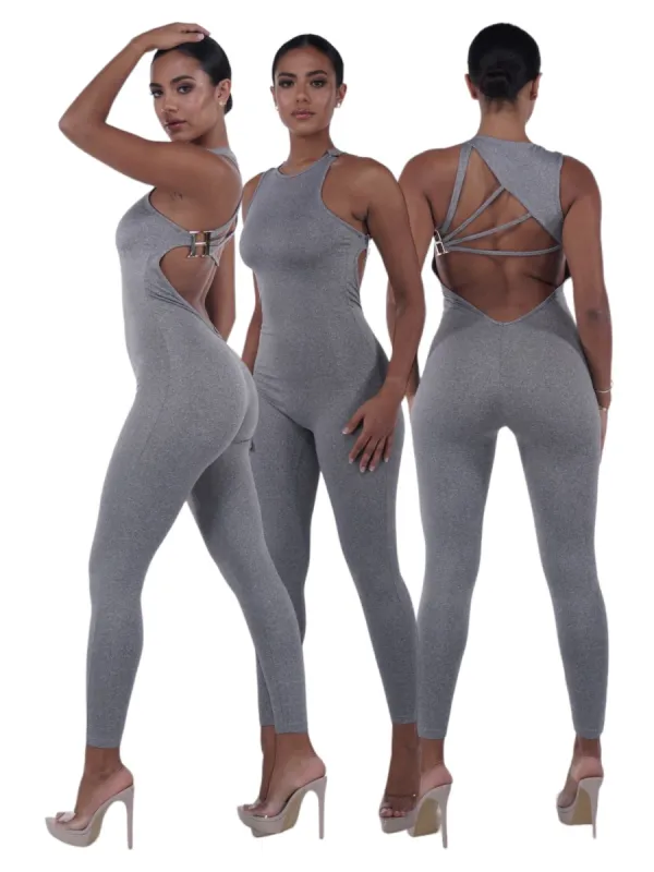 Flower Grey H Jumpsuit sold by Honeyz