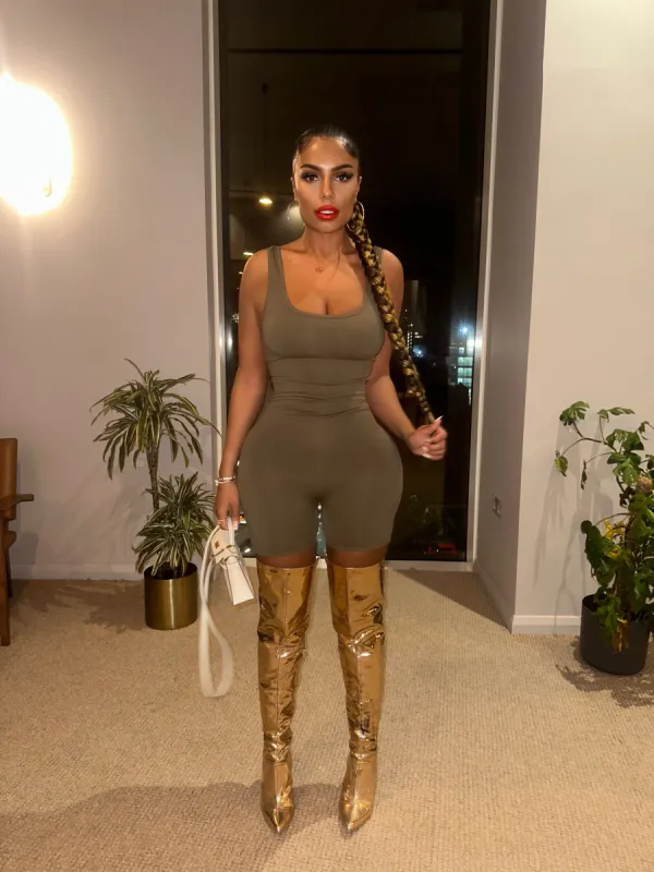 Khaki Signature Romper sold by Honeyz