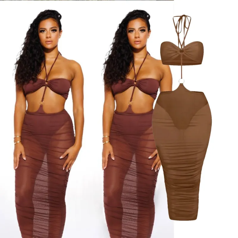 Escape Brown Mesh Ring Dress sold by Honeyz