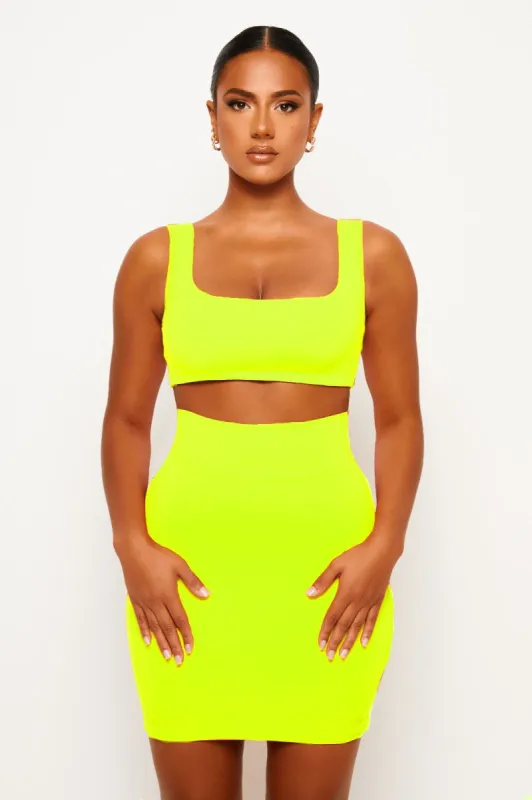 Neon Yellow Soft Bandage Two Piece Mini sold by Honeyz