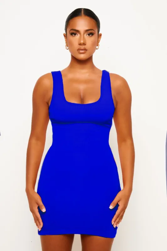 Escape Blue Soft Bandage Mini Dress sold by Honeyz