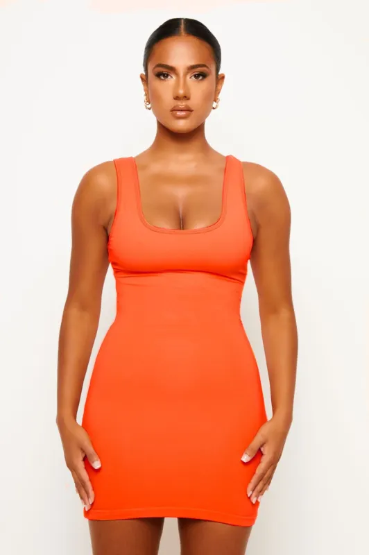 Neon Orange Soft Bandage Mini Dress sold by Honeyz