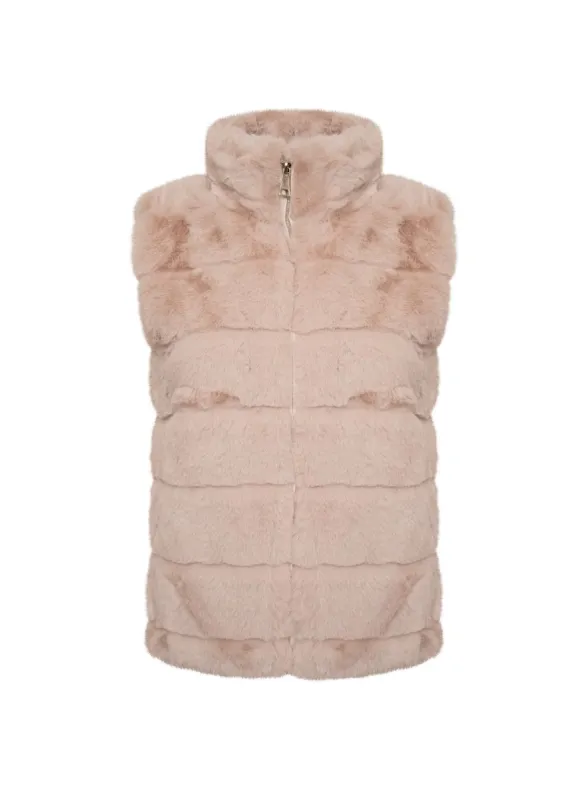 Beige Faux Fur Gilet sold by Honeyz