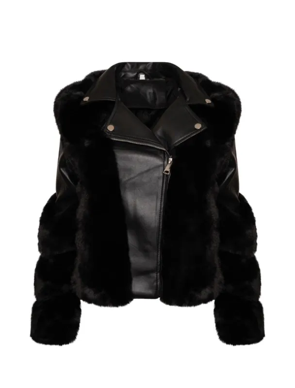 Black Double Jacket Faux Fur & Leather sold by Honeyz