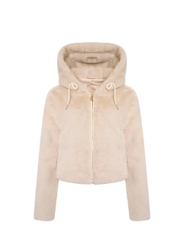 Beige Evening Faux Fur Jacket sold by Honeyz
