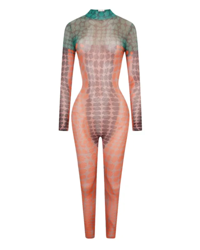 Snake Mesh Jumpsuit sold by Honeyz