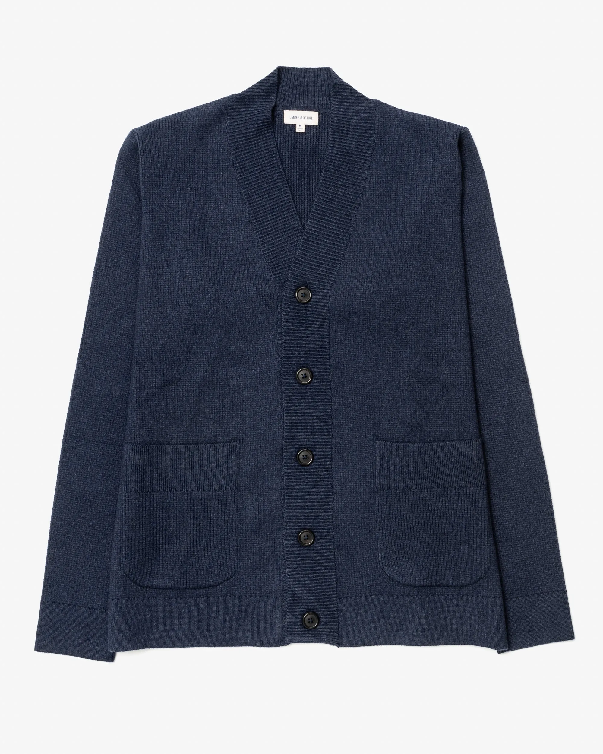 Organic Cotton Cardigan in Indigo sold by The Umber & Ochre