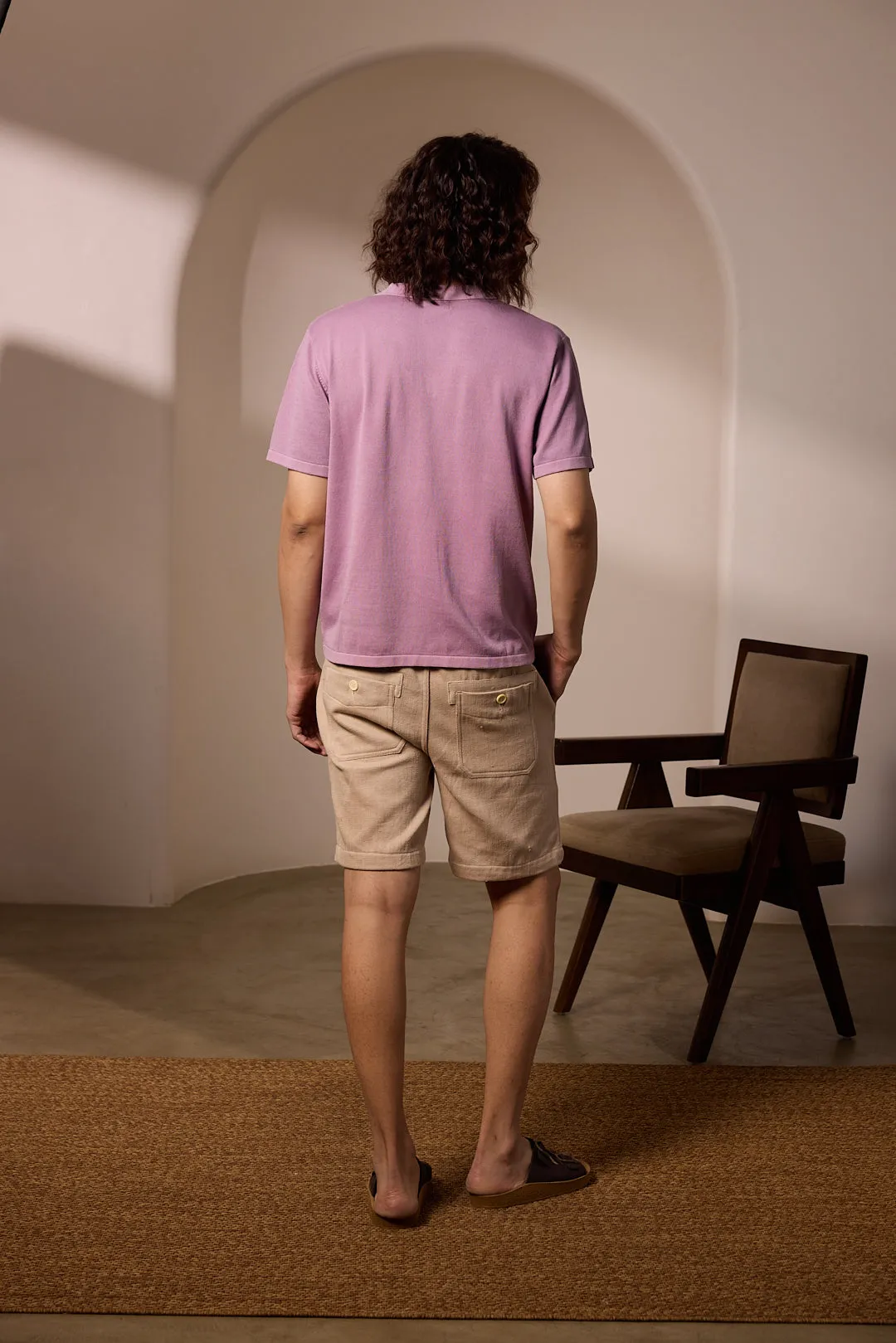 RAMAN JOHNNY COLLAR KNIT TEE - ORGANIC COTTON LILAC sold by The Umber & Ochre product image thumbnail 4