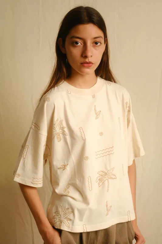 KAVI TEE - KNIT EMBROIDERY SALT MANGO TREE made by The Umber & Ochre