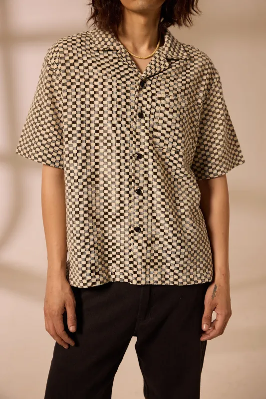KHUSHI CAMP SHIRT - CROCHET BLACK & WHITE made by The Umber & Ochre