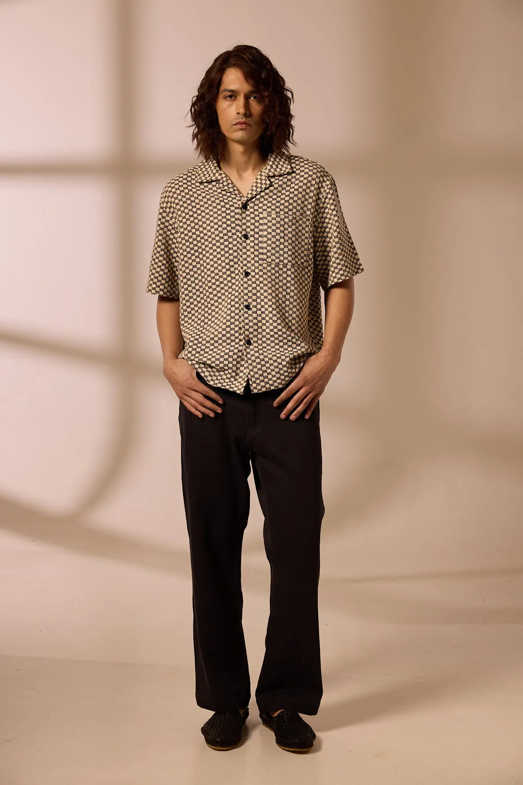 KHUSHI CAMP SHIRT - CROCHET BLACK & WHITE sold by The Umber & Ochre product image thumbnail 2