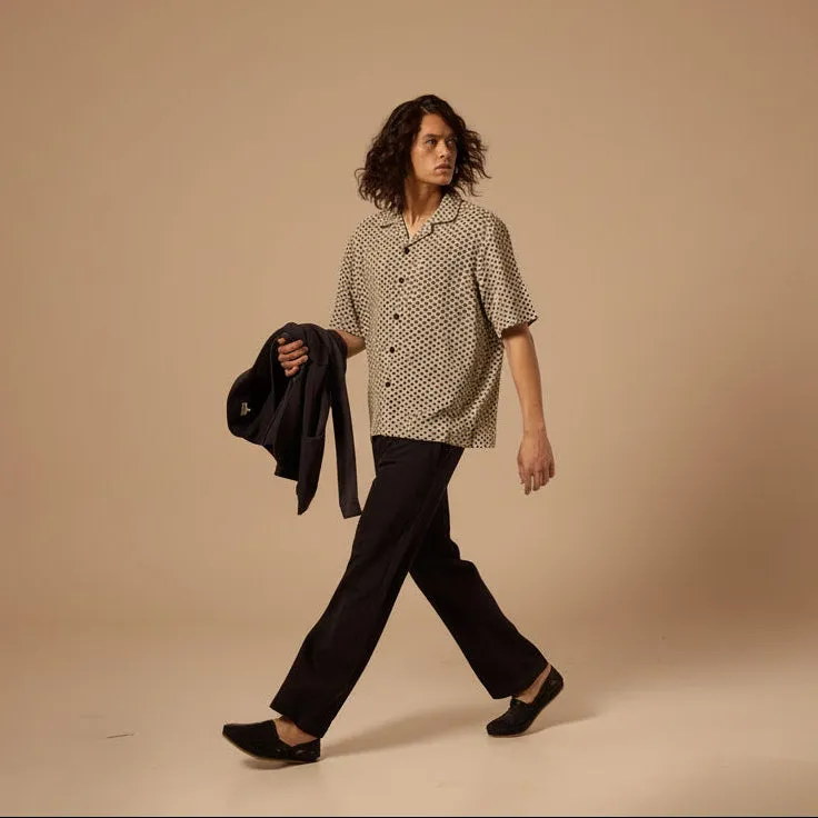KHUSHI CAMP SHIRT - CROCHET BLACK & WHITE sold by The Umber & Ochre product image thumbnail 3