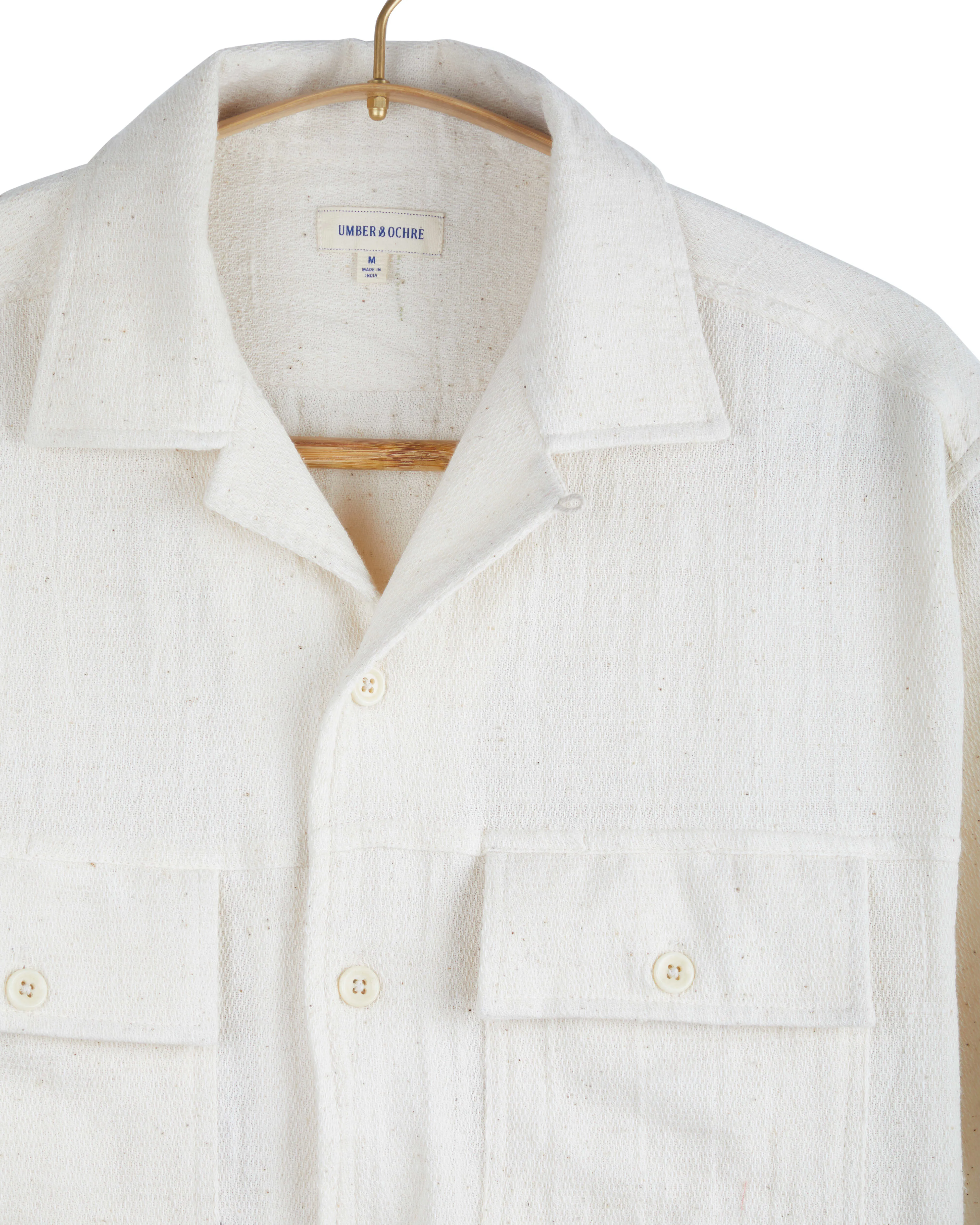 Harshil 2 Pocket Shirt Cotton Light Honeycomb in Natural sold by The Umber & Ochre product image thumbnail 2