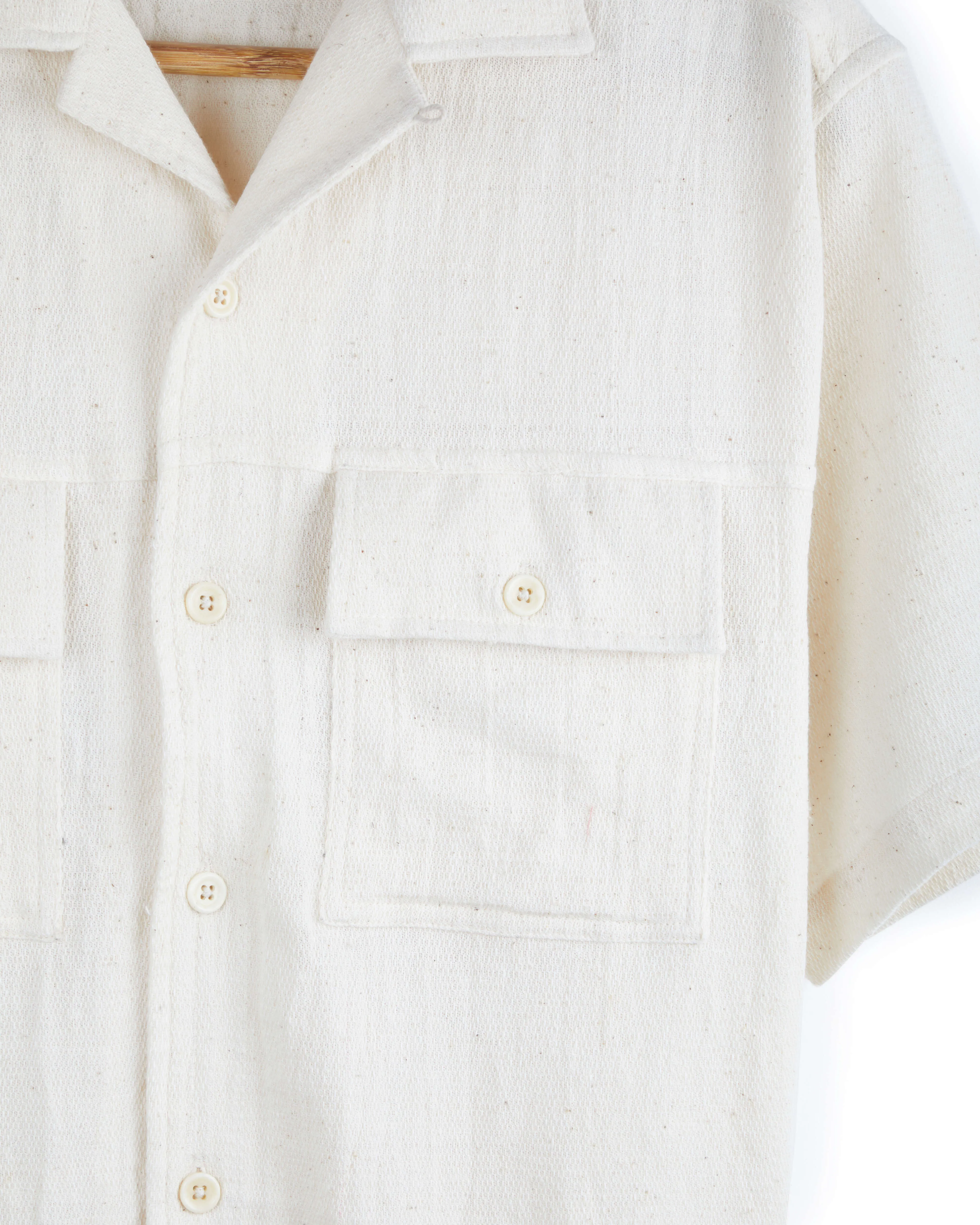 Harshil 2 Pocket Shirt Cotton Light Honeycomb in Natural sold by The Umber & Ochre product image thumbnail 3