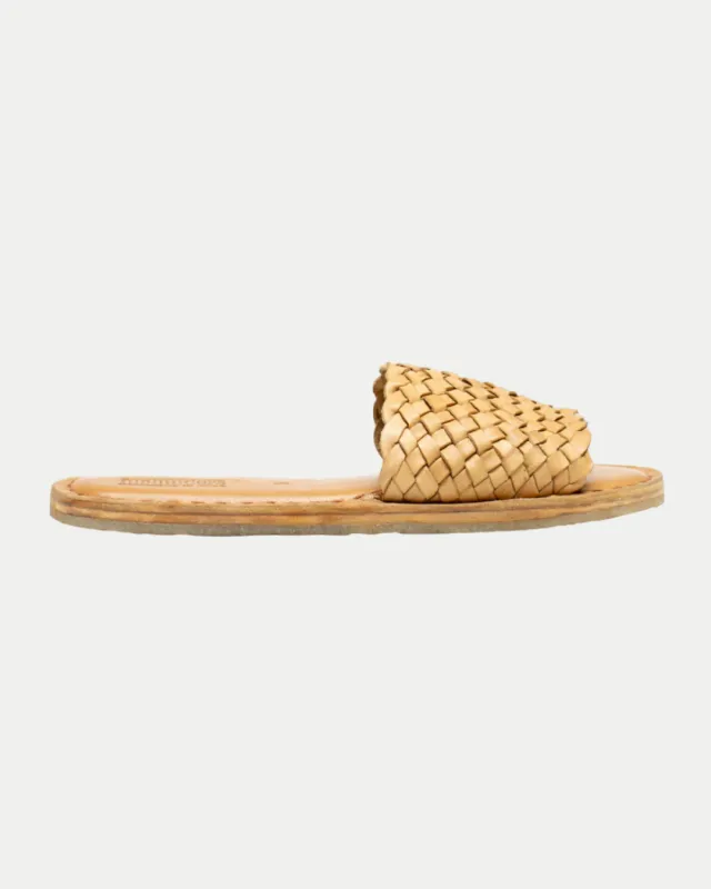 Women's Open Toe Slide in Honey made by Mohinders Shoes